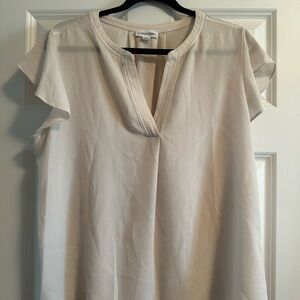 Calvin Klein Cream Flutter Sleeve Women's Top